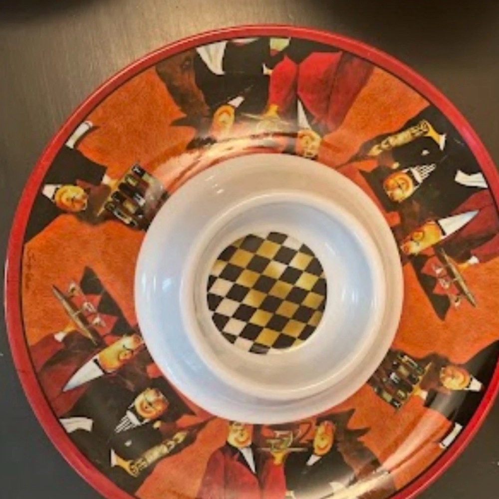 veggie chip and dip tray red and black butlers plastic